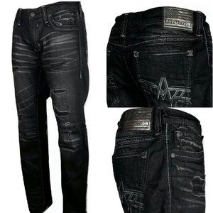 AFFLICTION Men Denim Jeans ACE APEX JASPER Embroid